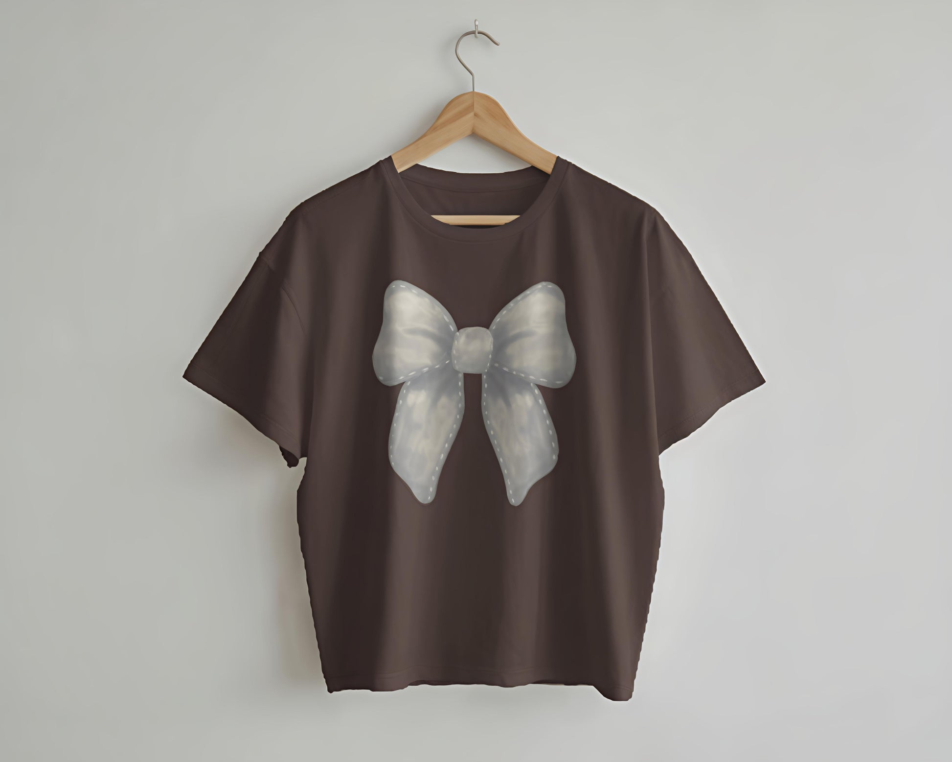 Grey Bow Tee – Chocolate Brown