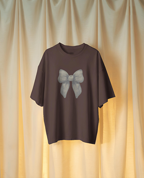 Grey Bow Tee – Chocolate Brown