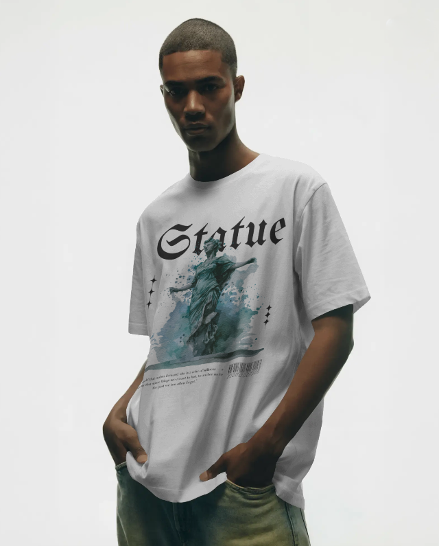 Statue Graphic Tee – White